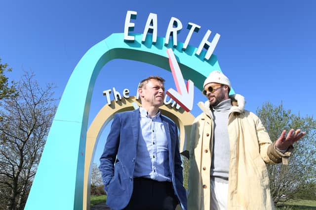 Astrophysicist Professor Stephen Smartt joins author and artist Oliver Jeffers as he puts the finishing touches to planet Earth ahead of the launch of Our Place in Space