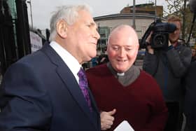 Fr Patrick McCafferty (right) with Pastor James McConnell outside court in Belfast in December 2015.

Picture: Jonathan Porter/PressEye