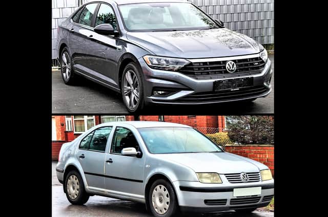 Generic images of grey VW Jetta (top) and Bora, two linked and relatively-unusual models