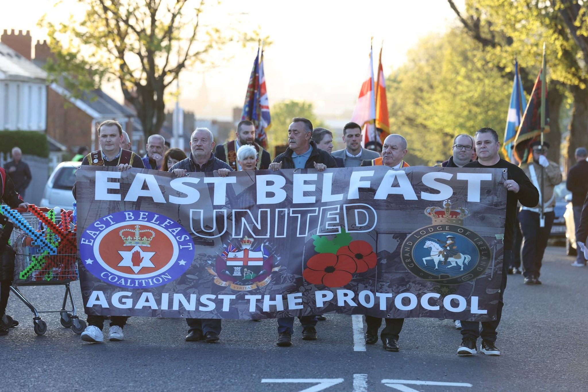 Anti Northern Ireland Protocol rally held on the Bloomfield Road east Belfast: Top Orangeman Mervyn Gibson speaks out