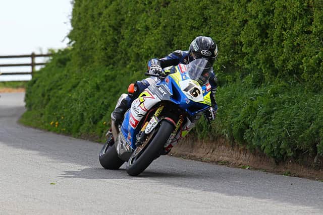 Mike Browne on the Burrows Engineering/RK Racing Suzuki at the Cookstown 100.