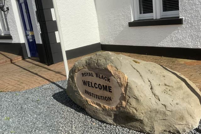 Visitors to the Loughgall headquarters are greeted by a ‘WELCOME’ inscribed in stone