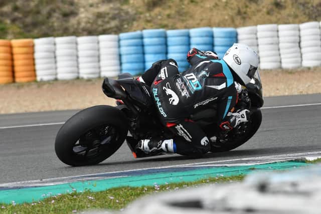 Michael Dunlop during a test on the PBM Ducati at Jerez in Spain in 2020.