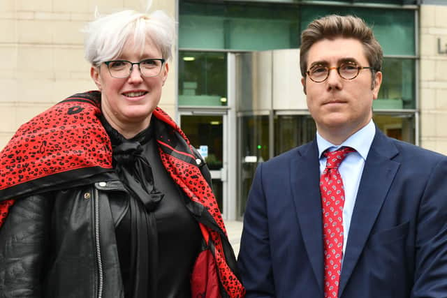 Dr Tamara Bronckaers with solicitor John McShane from McCartan Turkington Breen outside court after their landmark victory.