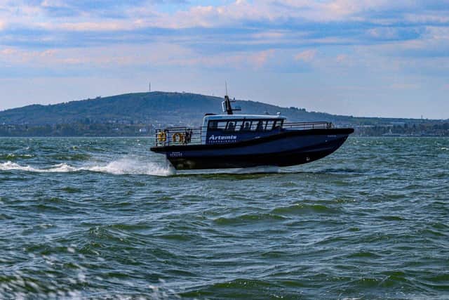 Artemis Technologies has just released the first pictures of its 100% electric, high-speed foiling workboat prototype on Belfast Lough