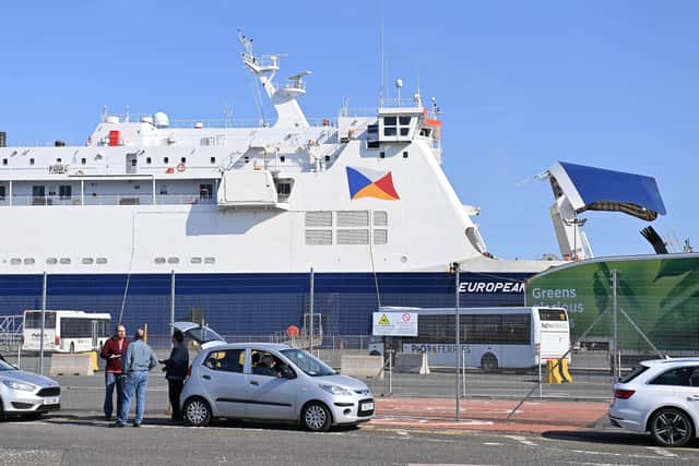 The European Causeway docked at Larne Harbour.