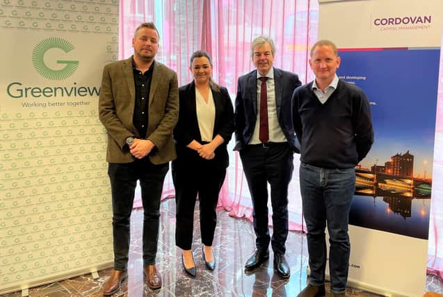 Daniel Anderson, partner at Cordovan, Sharon Patterson, group operations director at Greenview, Michael Burke, CEO of Greenview and Mike Irvine, partner at Cordovan