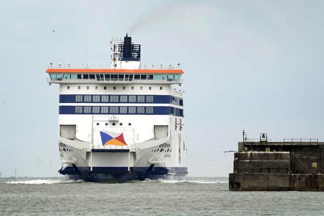 PABest

The Spirit of Britain arrives at the Port of Dover, in Kent, as P&O Ferries resume Dover-Calais sailings for freight customers. The vessel was detained by the Maritime and Coastguard Agency (MCA) on April 12 after safety issues were found, but was cleared to sail last Friday. The ferry company sacked nearly 800 seafarers with no notice on March 17, replacing them with cheaper agency workers. Picture date: Wednesday April 27, 2022. PA Photo. See PA story SEA Ferries. Photo credit should read: Gareth Fuller/PA Wire