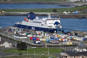 The P&O European Causeway docked at Larne on Tuesday.  Picture by Stephen Hamilton / PressEye