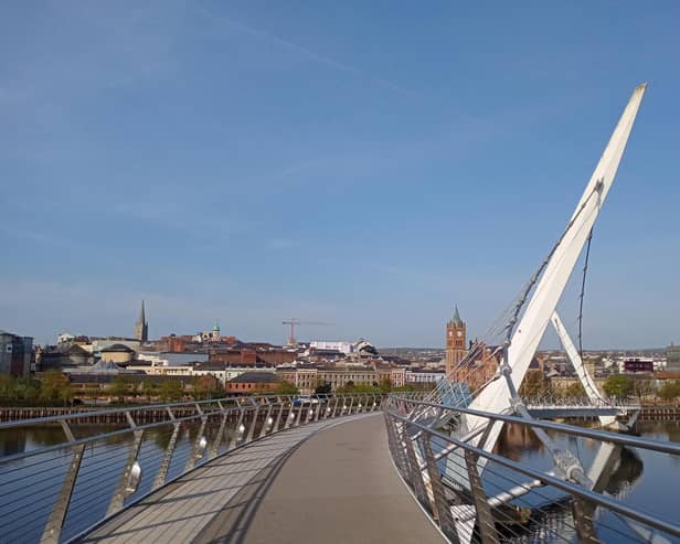 A view of the Peace Bridge in Londonderry at the heart of the Foyle constituency