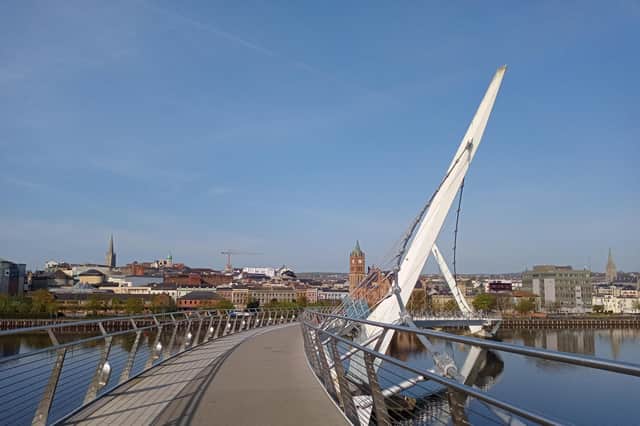 A view of the Peace Bridge in Londonderry at the heart of the Foyle constituency