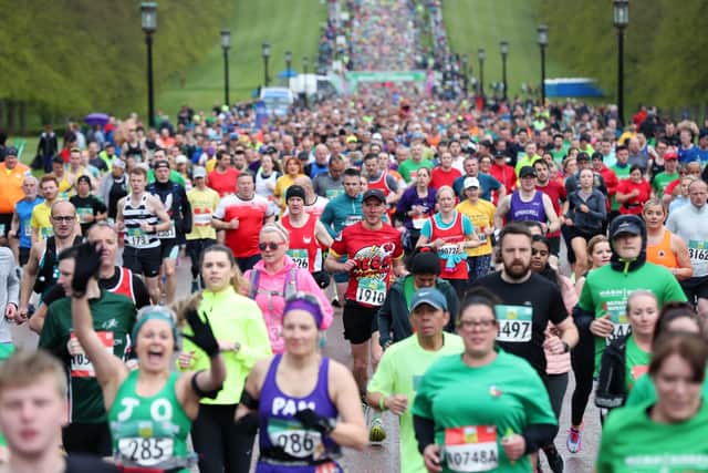 Press Eye - Belfast - Northern Ireland - Sunday 1st May 2022 - General view of the start of the 2022 Mash Direct Belfast City Marathon at Parliament Buildings, Stormont. Photo by Kelvin Boyes / Press Eye.
