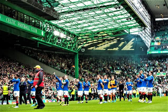 Rangers applaud their fans at Parkhead on Sunday