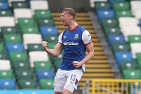 Ben Hall celebrates his crucial opener for Linfield