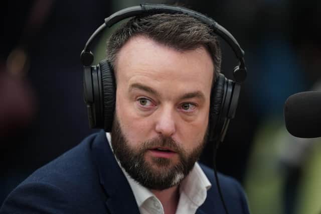 SDLP leader Colum Eastwood speaks to the media at the election count in Magherafelt  on Friday. He said it was stupid of unionists to rely on Boris Johnson and the Tories, and implied they would be better served with northern nationalists in an all-Ireland.
Photo: Niall Carson/PA Wire
