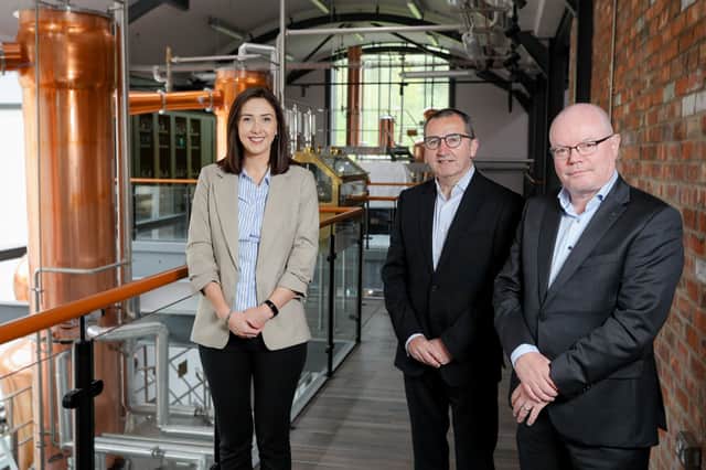 Catriona Henry, NI Chamber, Mark Cunningham, Bank of Ireland and Michael Morris, Hinch Distillery