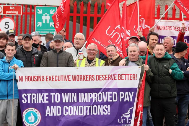 Unite members are striking after rejecting a 1.75% pay increase citing soaring inflation.