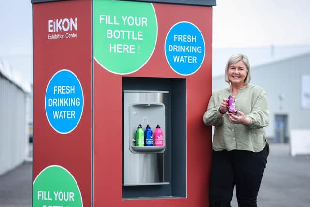 Rhonda Geary, Operations Director, Royal Ulster Agricultural Society unveils the new filtered drinking water stations at this year’s Balmoral Show in partnership with Ulster Bank
