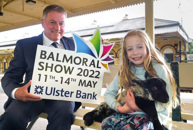 Gordon Milligan, deputy group chief executive at Translink is joined by Iyla Mae Boyd (6) from Lisburn and Sweep the lamb as Northern Ireland’s popular food and agri event, The Balmoral Show, prepares to return next week