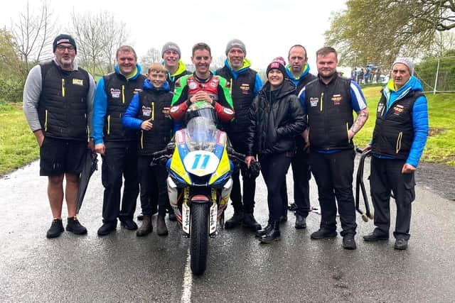 Dominic Herbertson won the Supersport race at the rain-hit Tandragee 100 for the Burrows Engineering/RK Racing team after filling in for the injured Mike Browne. Team boss John Burrows is set to confirm his line-up for the North West 200 in the coming days.