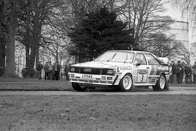 Hannu Mikkola, the pre-race favourite, made a brilliant start to the Circuit of Ireland rally in April 1982 in his Audi Quattro, but a broken drive shaft in the third stage cost him valuable time. Picture: News Letter archives