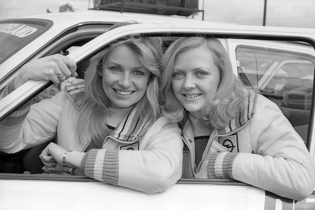 Carol McMaster from Ballymena and Sharon Wright from Banbridge were among the Circuit of Ireland competitors who submitted their cars for scrutiny at Maysfield Leisure Centre, Belfast, ahead of the star of the rally in April 1982. Picture: News Letter archives