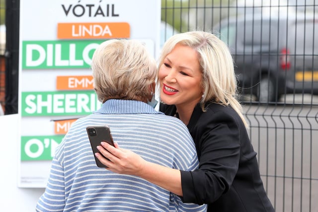 Sinn Fein leader in the North, Michelle O'Neill casting her vote in Clonoe in Co Tyrone this morning.