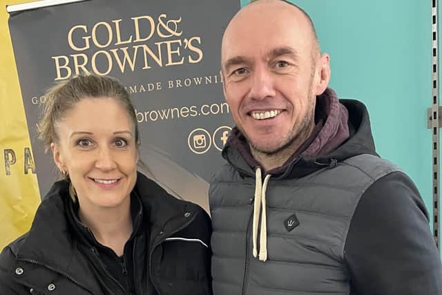 Adrian and Angela Patterson of Gold and Brown’s Gourmet Brownies in Ballymena and looking forward to next week’s Balmoral Show
