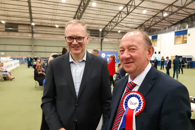 DUP candidate Willie Irwin (right) should keep his seat