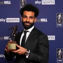 Liverpool's Mohamed Salah poses with the FWA Player of the Year Award during the FWA Footballer of the Year dinner held at the Landmark Hotel, London.