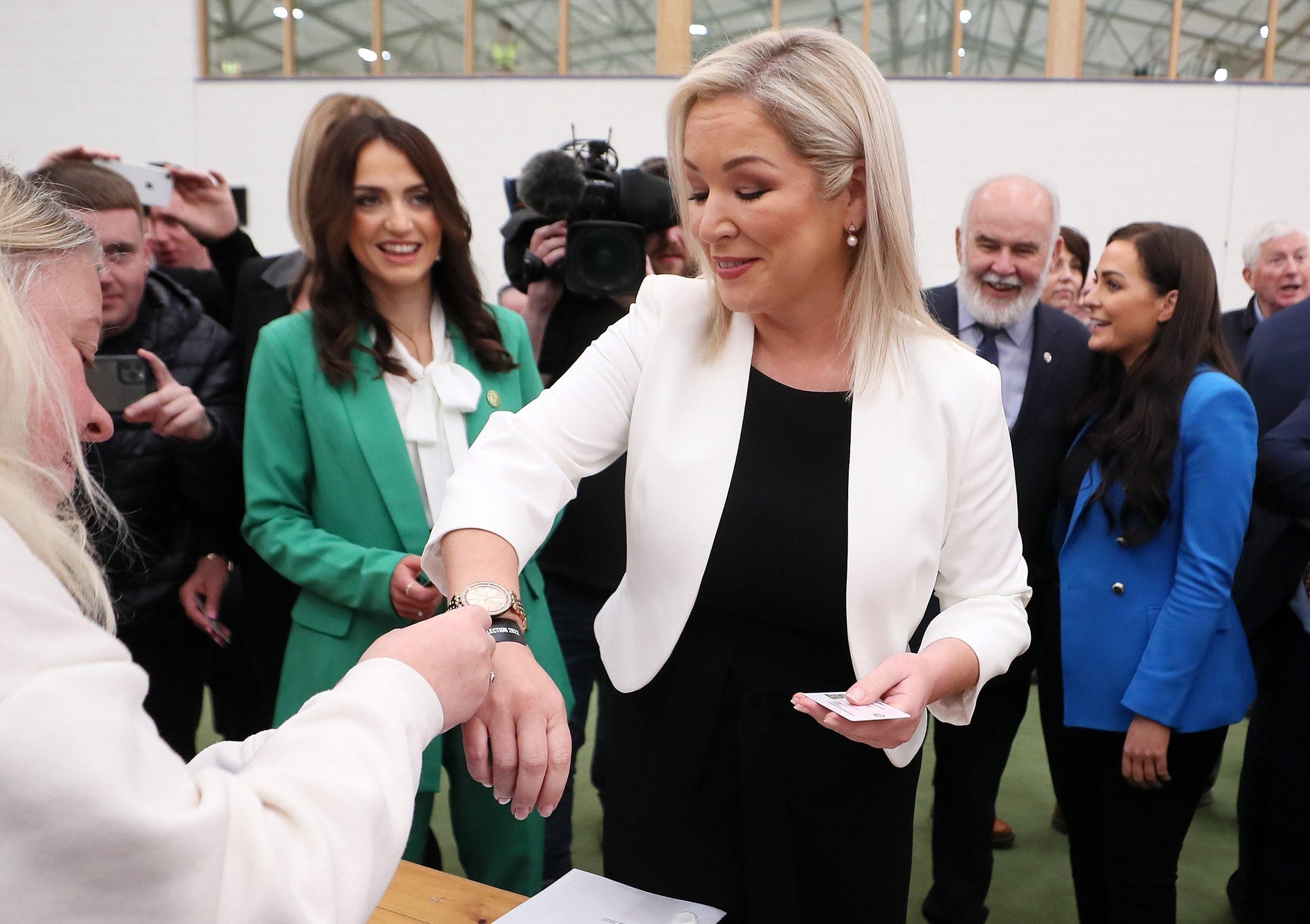 Election 2022:Michelle O'Neill appears upbeat but says it's 'very early days'