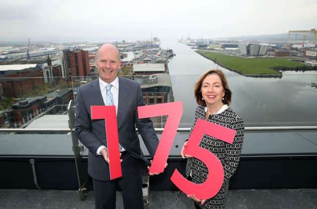 Belfast Harbour CEO Joe O’Neill and chair Dr Theresa Donaldson launch the 175 year anniversary celebrations