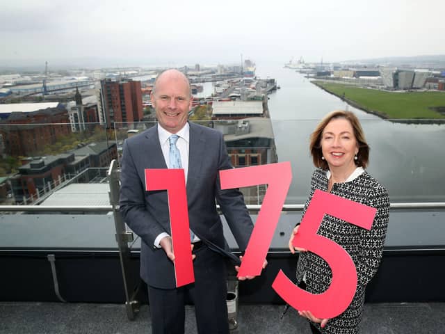 Belfast Harbour CEO Joe O’Neill and chair Dr Theresa Donaldson launch the 175 year anniversary celebrations