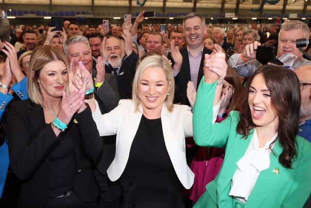 Michelle O'Neill is re-elected for Mid-Ulster at the count in Meadowbank Sports Arena, Magherafelt. 

Picture: Jonathan Porter/PressEye