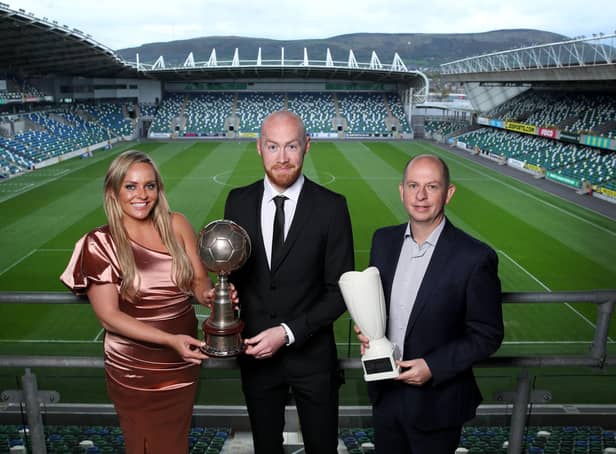 Chris Shields receives the Danske Bank Footballer of the Year award