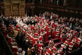 Members of the House of Lords and guests in the chamber ahead of the State Opening of Parliament by Queen Elizabeth II, in the House of Lords at the Palace of Westminster in London.