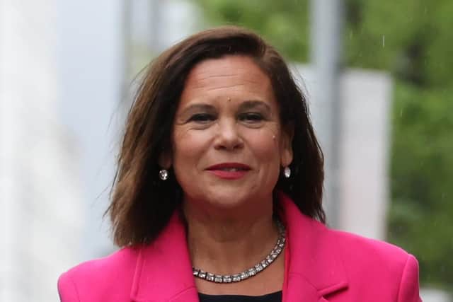 Sinn Fein President Mary Lou McDonald arriving at Erskine House, Belfast, ahead of their meeting with Northern Ireland Secretary Brandon Lewis. Picture date: Monday May 9, 2022.