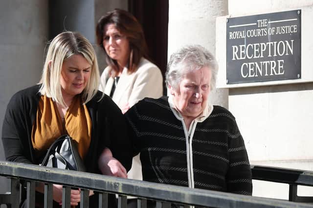 Bridie Brown, the widow of murdered GAA official Sean Brown,  at Belfast High Court today
