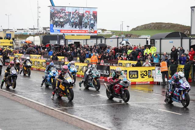 The start of the Supersport race at the North West 200 on Thursday.