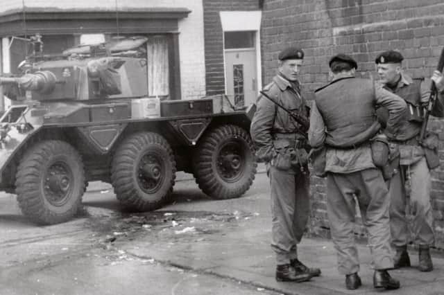 Soldiers on the streets of Belfast in the early 1970s