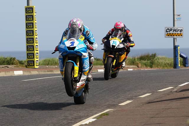 Lee Johnston (Ashcourt Racing Yamaha) and Davey Todd (Milenco by Padgett's Honda) battled it out in the Supersport race on Saturday at the North West 200.