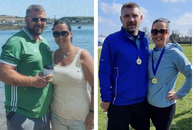 Before and after: Dromore couple Alan and Kelly Corbett have lost an amazing 4.5 stone