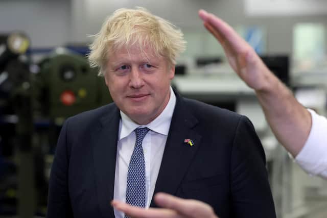 Prime Minister Boris Johnson at Thales weapons manufacturer in Belfast