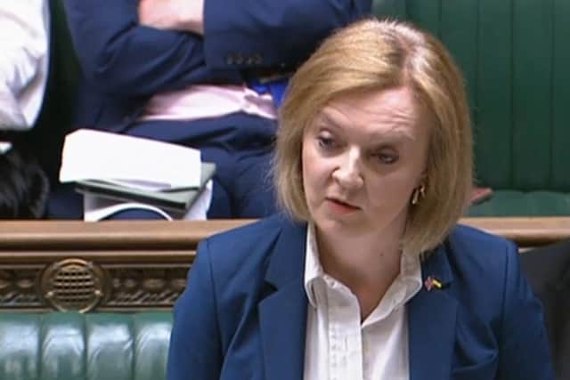Foreign Secretary Liz Truss in the House of Commons, London, as she sets out her intention to bring forward legislation within weeks scrapping parts of the post-Brexit deal on Northern Ireland. Picture date: Friday December 10, 2021.