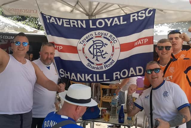 Rangers fans from the Shankill area of Belfast are among the thousands already in Seville ahead of tonight’s Europa League final against Eintracht Frankfurt