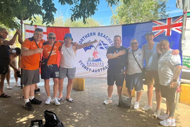 Some of the thousands of Rangers fans who are in Seville for the Europa League final. Photo: Gary Lenaghan