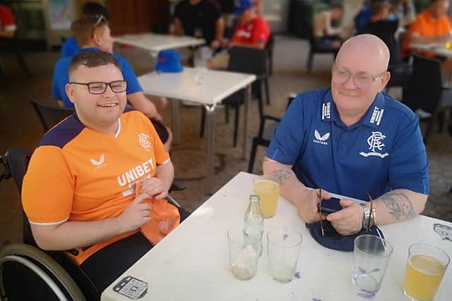 Reece Seaton and his dad have travelled to Seville for the Europa League final. Photo: Gary Lenaghan