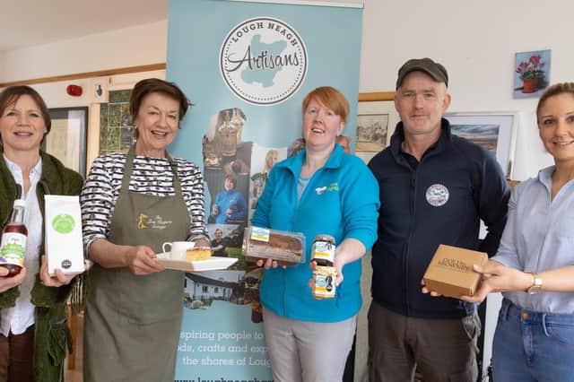 Lough Neagh Artisans members Noreen Van der Velde of Noreen’s Nettles, Noeleen Kelly of Lock Keeper’s Cottage, Ann Marie Collins of Annie’s Delights, Gary McErlain of Lough Neagh’s Stories and Angela Patterson of Gold & Browne’s