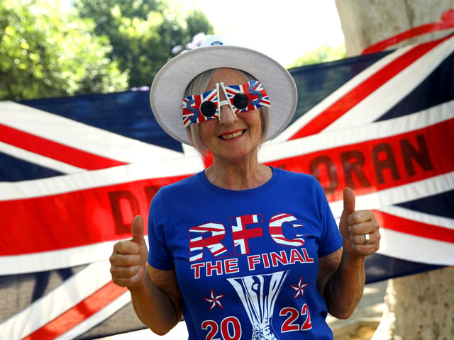 A Rangers fan at the Alameda de Hercules ahead of the UEFA Europa League Final at the Estadio Ramon Sanchez-Pizjuan, Seville.