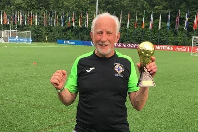 Over 65s World Cup goalkeeper, 78-year-old former Crusaders keeper and ex-manager of Glenavon, Terry Nicholson.